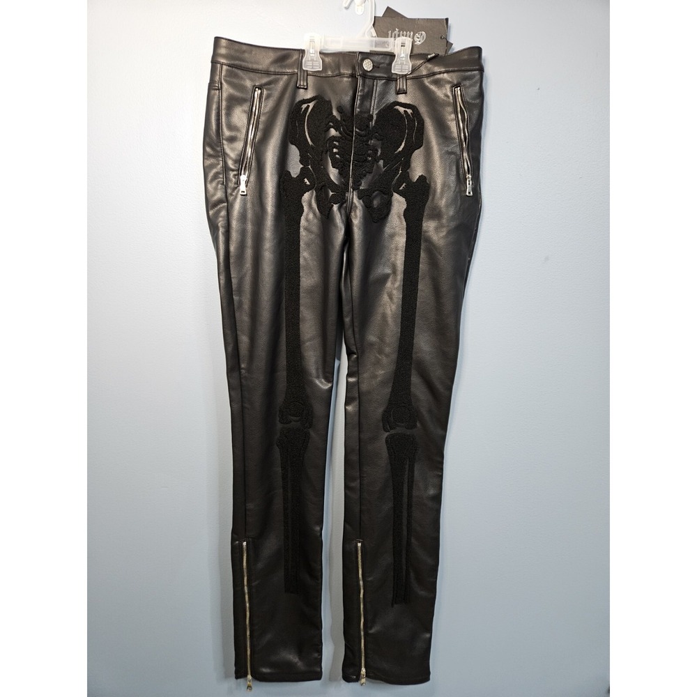 Guapi Limited Edition Skeleton Pants Gothic Black Zip Edgy Streetwear Rare Sz 40